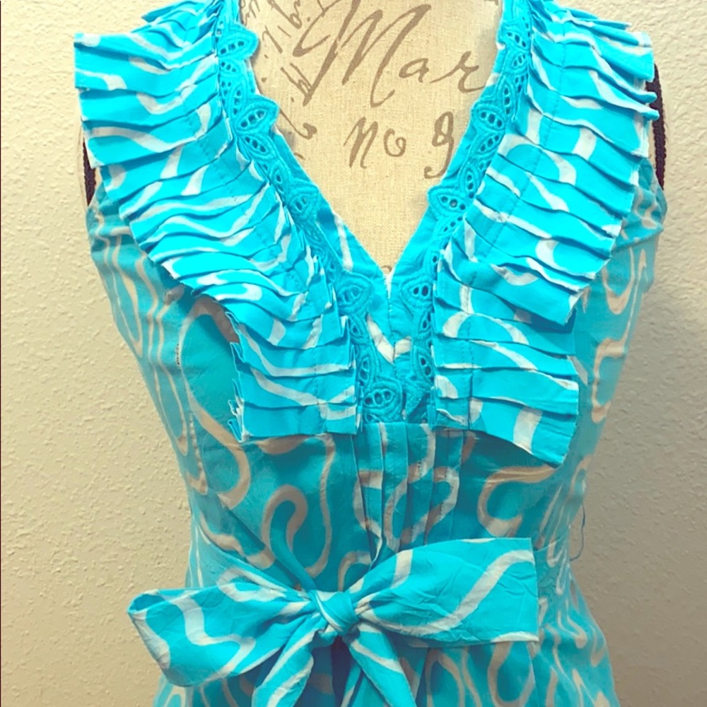 XOXO Blue and White Open Back Blouse 👚